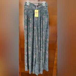 Entro Green and Pink Patterned Maxi Skirt